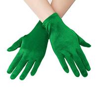 EORUBE Short Opera Satin Gloves for Women Wrist Length Banquet Gloves Tea Party Halloween Costume (Smooth 8.6" - Green)