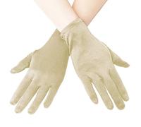 EORUBE Short Opera Satin Gloves for Women Wrist Length Banquet Gloves Tea Party Halloween Costume (Smooth 8.6" - Champagne)