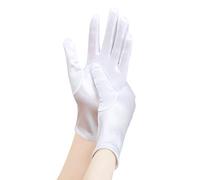 EORUBE Short Opera Satin Gloves for Women Wrist Length Banquet Gloves Tea Party Halloween Costume (Smooth 8.6" - White)