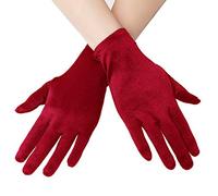 EORUBE Short Opera Satin Gloves for Women Wrist Length Banquet Gloves Tea Party Halloween Costume (Smooth 8.6" - Red)