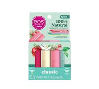 EOS 100% Natural & Organic Lip Balm Sticks, Variety Pack- Strawberry Sorbet, Pomegranate Raspberry, Sweet Mint & Vanilla Bean, 4g, 4-Pack, Clear, 1 Count