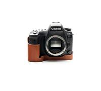 Eos 6D Mark II Case, Zakao Handmade Genuine Real Leather Half Camera Case Bag Cover for Canon Eos 6D Mark II Bottom Opening Version With Hand Strap (LavaBrown)