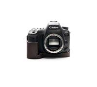 Eos 6D Mark II Case, Zakao Handmade Genuine Real Leather Half Camera Case Bag Cover for Canon Eos 6D Mark II Bottom Opening Version With Hand Strap (Coffee)