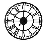 Home Garden Direct Eos - Skeleton Wall Clock With Roman Numerals - 40X40 - Black, Black