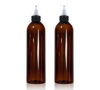 EOSAU 2 Pcs 8oz Amber Plastic Squeeze Bottles with Twist Top Cap, 250ml Clear Dispensing Bottles, Empty Squirt Bottle for Liquids, Sauces, Arts, Crafts, Travel