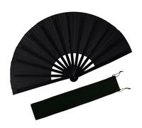 EOSAU Boots on The Ground Hand Fan, Large Rave Fan Clacking Fans for Line Dancing Popping Folding Hand Fan Foldable for Festival EDM Party Music Outfit Accessories (Black)