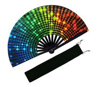 EOSAU UV Glow Large Rave Fan Folding Hand Fans for Line Dancing Portable Handheld Clack Fan for Festival EDM Party Music Outfit Accessories (Dj Lighting)