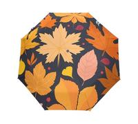 EOSDT 3 in 1 Automatic Travel Collapsible Umbrella Compact Autumn Leaf Orange Personalized Cute Print Umbrellas for Rain, Autumn Leaf Orange, OneSize