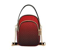 EOSDT Black Red Gradient Abstract Women Shoulder Handbag Quilted Phone Wallet Chain Strap Purse Cute Zipper Ladies Clutch Satchel
