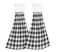 EOSDT Classic Check Black White Hanging Hand Towel for Kitchen Custom Bathroom Tie Towels Set of 2 Ultra Absorbent Kitchen Towels Decorative, 18.2 x 14 Inch
