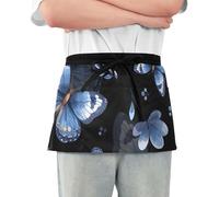 EOSDT Colorful Custom Server Aprons with 3 Pockets Fun Chic Butterfly Black Kitchen Waist Aprons Women Men, Chic Butterfly Black, 25.2" x 11.8", Chic Butterfly Black, 25.2" x 11.8"