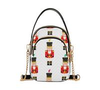 EOSDT Cute Cartoon Soldiers White Single Shoulder Purse Women Pattern Phone Handbag Small Chain Purse Quilted Zipper Ladies Clutch Satchel