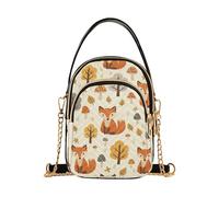 EOSDT Cute Orange Foxes Forest Autumn Shoulder Handbag Women Quilted Chain Strap Wallet Phone Purse Cute Designer Satchel Crossbody Bag