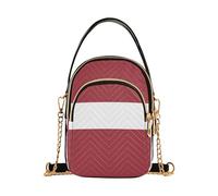 EOSDT Latvia Flag National Republic Capital City Shoulder Purse Handbag Chain Wallet Cell Phone Purse Floral Print Zipper Ladies Clutch Satchel, 5.9" × 8.3" × 3.1"