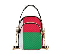 EOSDT Madagascar Flag Women Single Shoulder Purse Cell Phone Purse Chain Strap Floral Print Zipper Lady Crossbody Bag, 5.9" × 8.3" × 3.1"