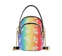 EOSDT Pride Flag Lgbt Gender One Shoulder Purse Women Phone Wallet Chain Strap Purse Floral Print Ladies Crossbody Satchel Bag, 5.9" × 8.3" × 3.1"