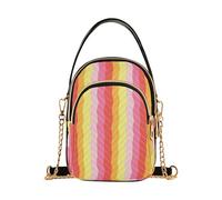 EOSDT Shoulder Handbag Women Colorful Checkered Red Yellow Quilted Chain Strap Wallet Phone Purse Cute Zipper Ladies Clutch Satchel, 5.9" × 8.3" × 3.1"