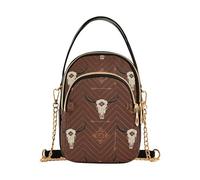 EOSDT Shoulder Handbags for Women Classical White Goats Brown Quilted Chain Strap Wallet Phone Purse Cute Designer Satchel Crossbody Bag, 5.9" × 8.3" × 3.1"