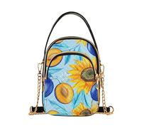 EOSDT Sunflower Blue Plums Womens Shoulder Handbag Quilted Phone Wallet Chain Strap Purse Cute Zipper Lady Crossbody Bag
