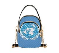 EOSDT United Nations Flag Shoulder Handbag Women Quilted Phone Handbag Small Chain Purse Cute Zipper Lady Crossbody Bag
