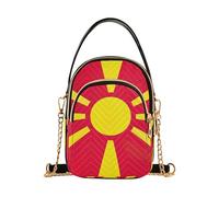 EOSDT Woman Shoulder Handbag North Macedonia National Flag Quilted Chain Strap Wallet Phone Purse Cute Ladies Crossbody Satchel Bag, 5.9" × 8.3" × 3.1"