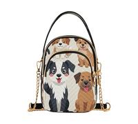 EOSDT Womens Shoulder Handbag Pattern Phone Purse Chain Strap Handbag Quilted Designer Satchel Crossbody Bag Cute Cartoon Puppy