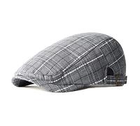 Eoslya Flat Caps for Men- Newsboy Caps, Adjustable Cotton Newsboy Flat Caps Gatsby Baker Boy Hats for Men UK Checker Vintage Berets Hunting Duckbill Hat 2026 New LightGray