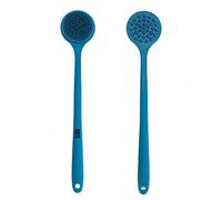 EOT Wellness Bendable Long Handled Silicone Body Brush & Hair Scrubber - Bath Shower Back Brush, Shampoo Hair & Scalp Massager, Back Scrubber for Shower (Blue Sapphire)