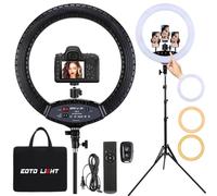 EOTO Light 19 Inch LED Ring Light with Tripod Stand for Makeup, Portrait, YouTube Vlog, Video Shooting, Includes Carrying Bag and Remote Controller