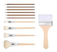 Eouayoree 11pcs Ceramic Brushes for Glazing,Wooden Pottery Glaze Brushes for Pottery Acrylic, Art Brushes Set for Painting Artists