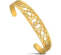 Eouyt Lucifer Bracelet Leviathan Cross Satanic Symbol Baphomet Seal of Satan Demon Devil Stretch Bracelet with Celtic Knot Pattern Gothic Jewelry Cuff for Men Women, Gold Lucifer Bracelet