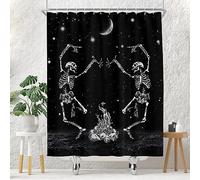 EOVDSFW Funny Skull Shower Curtain for Bathroom Set Skeleton Goth Gothic Black Dark Moon Cool Fun Halloween Spooky Living Room Bath 60 x 72 Inch Decorative Polyester Fabric Cloth Waterproof Decor