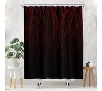 EOVDSFW Red and Black Shower Curtain for Bathroom Set Dark Burgundy Gothic Goth Abstract Anime Modern Men Striped Bath 60 x 72 Inch Decorative Polyester Fabric Cloth Home Decor with 12 Pack Hooks