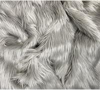 EOVEA Shaggy Faux Fur Fabric by The Yard - 60” Wide | Fluffy, Soft Fake Fur Material for Sewing, Crafts, Costumes, Upholstery & Home Decor | Long Pile Plush Fabric(Silver, Half Yard)