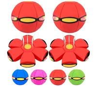 Eowduk Magic Ball, Children's Bouncing Ball, Magic Metaball Bouncing Ball, with 6 Lights, Indoor & Outdoor Use (Red * 2)