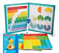 Eowduk Magnetic Fraction Playbook, Fractions Resources for Children, Magnetic Fraction Demonstration Book, Educational Disk Set Puzzle Book (Dinosaur)