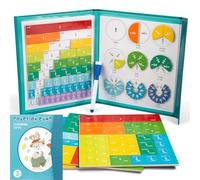 Eowduk Magnetic Fraction Playbook, Fractions Resources for Children, Magnetic Fraction Demonstration Book, Educational Disk Set Puzzle Book (Rabbit)