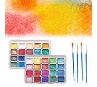 Eowduk Shifting Watercolor Painting Set, Metallic Watercolor Paints Set, 20 Colors Glitter Watercolor Paint (Set A+Set C)