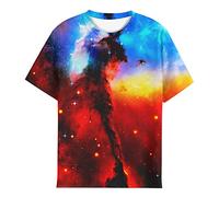 EOWJEED Unisex Kids Casual Novelty | Crewneck Short Sleeve, Galaxy Pullover, Creative Designs