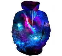 EOWJEED Unisex Novelty 3D Printed Hoodies Long Sleeve Sweatshirts for Men Women with Big Pockets, Space-yx14, Large