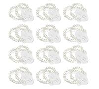 Eowppue 12-Piece Set Elegant Elastic Pearl Wrist Corsages - Stretchable Wristlets for Wedding, Prom, and Party - DIY Bridal and Bridesmaid Accessories with Chic Pearl Design
