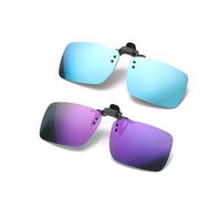 Eowppue 2 Pcs Clip-on Sunglasses - UV Protection Polarized Flip Up Sunglasses for Prescription Glasses - Modern Style, Unisex, Driving, Outdoor Activities