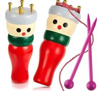 Eowppue 2 Set Knitting Dolly Wooden French Knitter Cute Handy First Knitting Spool Knitter for Kids Adults