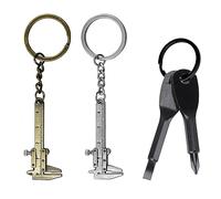Eowppue 3-Piece Outdoor Multi-tool Set: Mini Vernier Caliper Keychain & Portable Screwdriver Keychain Kit - Phillips/Flathead Key Ring Tool Set - Handy Camping Gadget Gift for Men