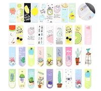 Eowppue 36 Pcs Bookmarks - Magnetic Bookmark, Fruits Plants Pattern Bookmarks, Stationary Book Accessories, Cute Pretty Gifts for Girl Teacher Children