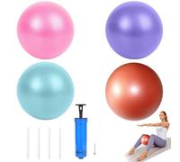 Eowppue 4 PCS Pilates Ball Set with Pump, 25 cm Soft PVC Exercise Balls in Blue Pink Purple Orange, Small Stability Balls for Yoga, Core Training, Balance, Fitness and Physio
