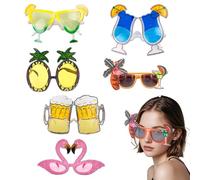 Eowppue 6 Pairs Hawaiian-Style Sunglasses, Decorative Frame Glasses, Colorful Themed Eyewear for Styling and Visual Accent