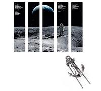 Eowppue 6 Pcs Exclusive Set of Book Page Holder Personalised Ship Metal Anchorl - Cosmic Moonwalk Design Bookmarks - Ideal for Maritime & Space Enthusiasts - Unique Gift Package