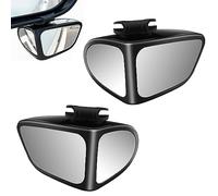 Eowppue Blind Spot Mirrors for Universal Cars - 360° Convex Wide Angle Wing Mirrors, Rear View Safety Solution for Clear Driving, Fits Car, SUV - Easy Install - 2 Pack(Black)