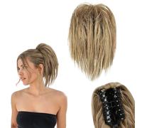 Eowppue Claw Clip Messy Bun Hair Extension - Lazy Day Updo Hairpiece, Textured Tousled Chignon, Quick & Easy Styling Accessory for Modern Women - Brown Mix